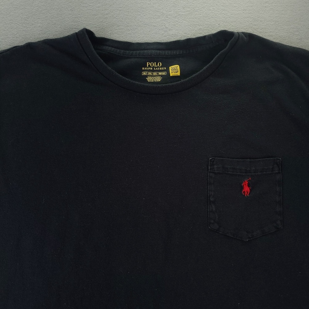 Polo Ralph Lauren Pocket Shirt Men's 2XLT Tall Black Red Pony Short Sleeve -2